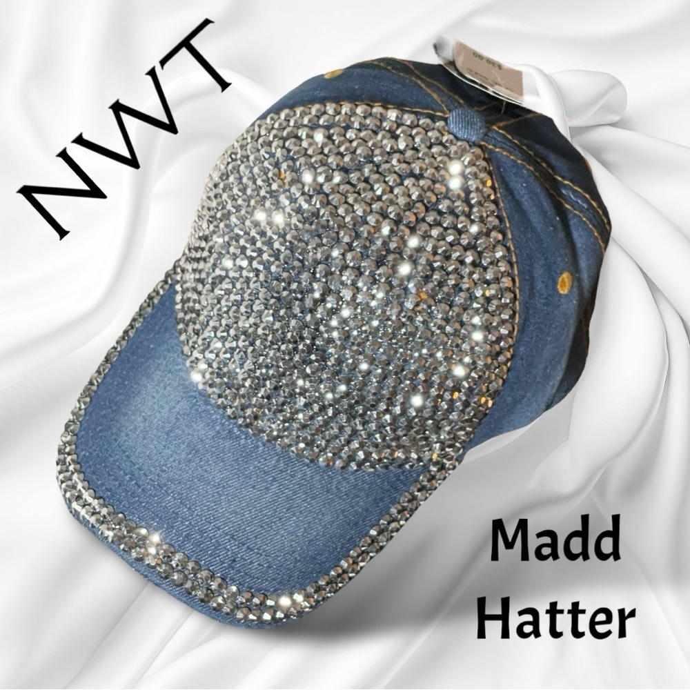 NWOT Denim Blue and Silver Rhinestone Cap